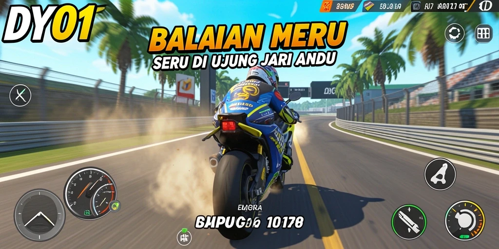 Tampilkan gameplay seru di lintasan balapan motor.
