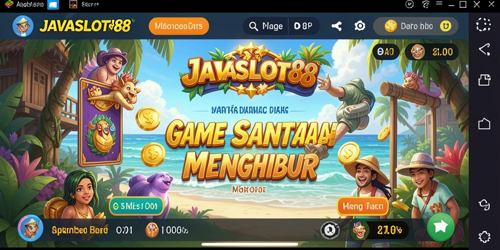 Tampilan gameplay <strong>JAVASLOT88</strong> yang penuh warna dan menyenangkan.