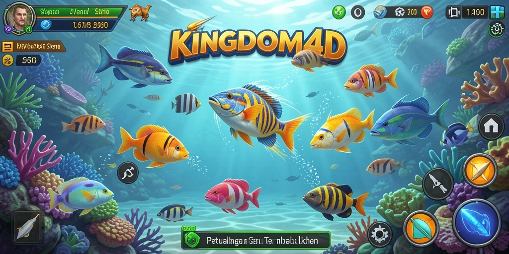 Tampilan gameplay KINGDOM4D yang menarik saat menembak ikan.