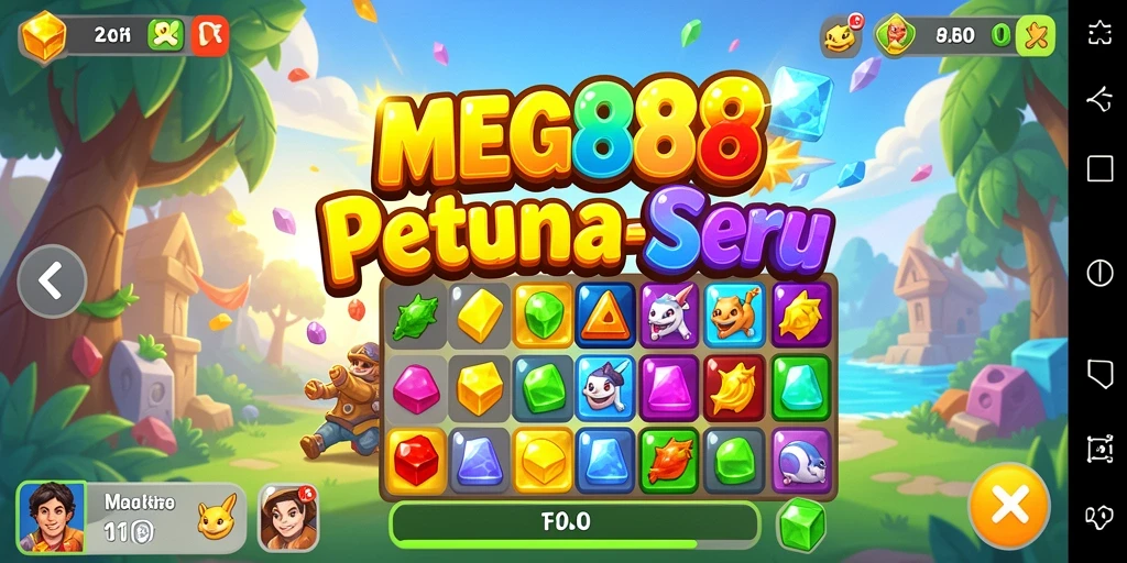 Tampilan gameplay Match-3 yang seru dan berwarna-warni di MEGA888.