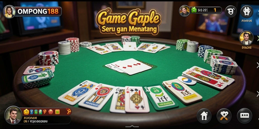 Screenshot gameplay OMPONG188 yang menampilkan suasana seru bermain Gaple.