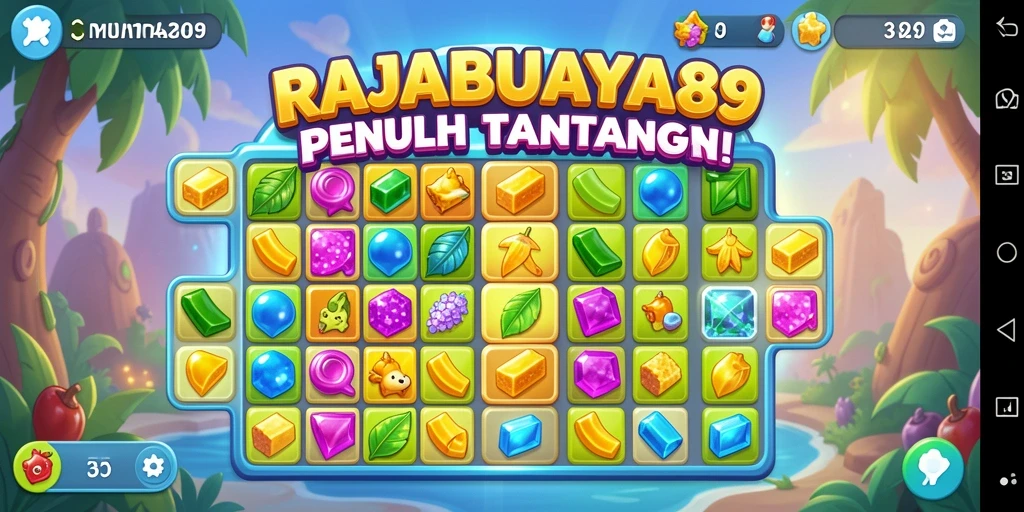 Tangkapan layar RAJABUAYA89 menampilkan gameplay Match-3 yang seru.