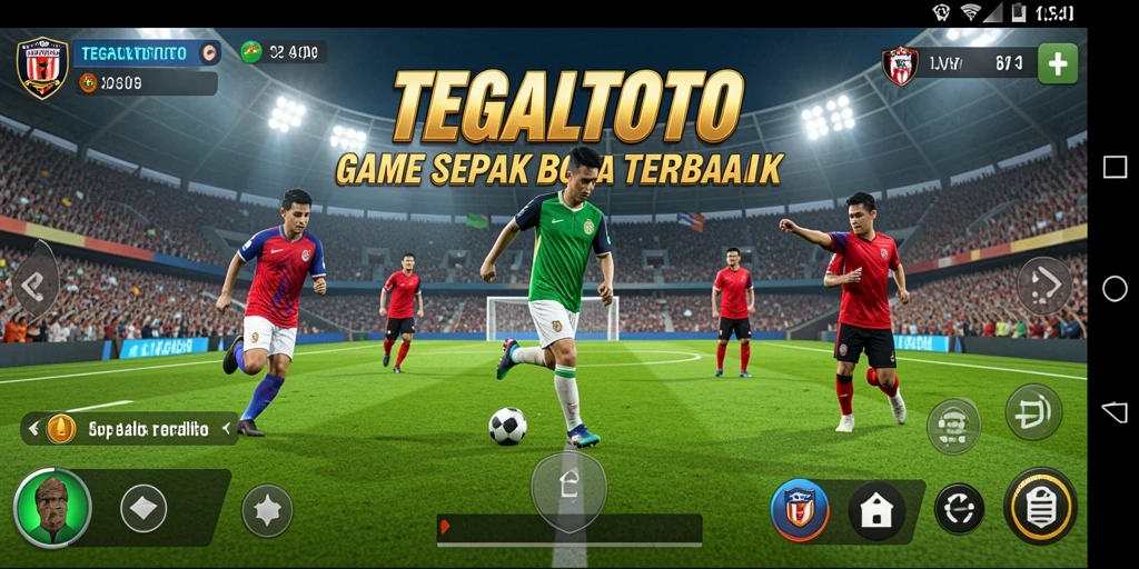 Tampilan gameplay TEGALTOTO dengan aksi sepak bola yang seru.